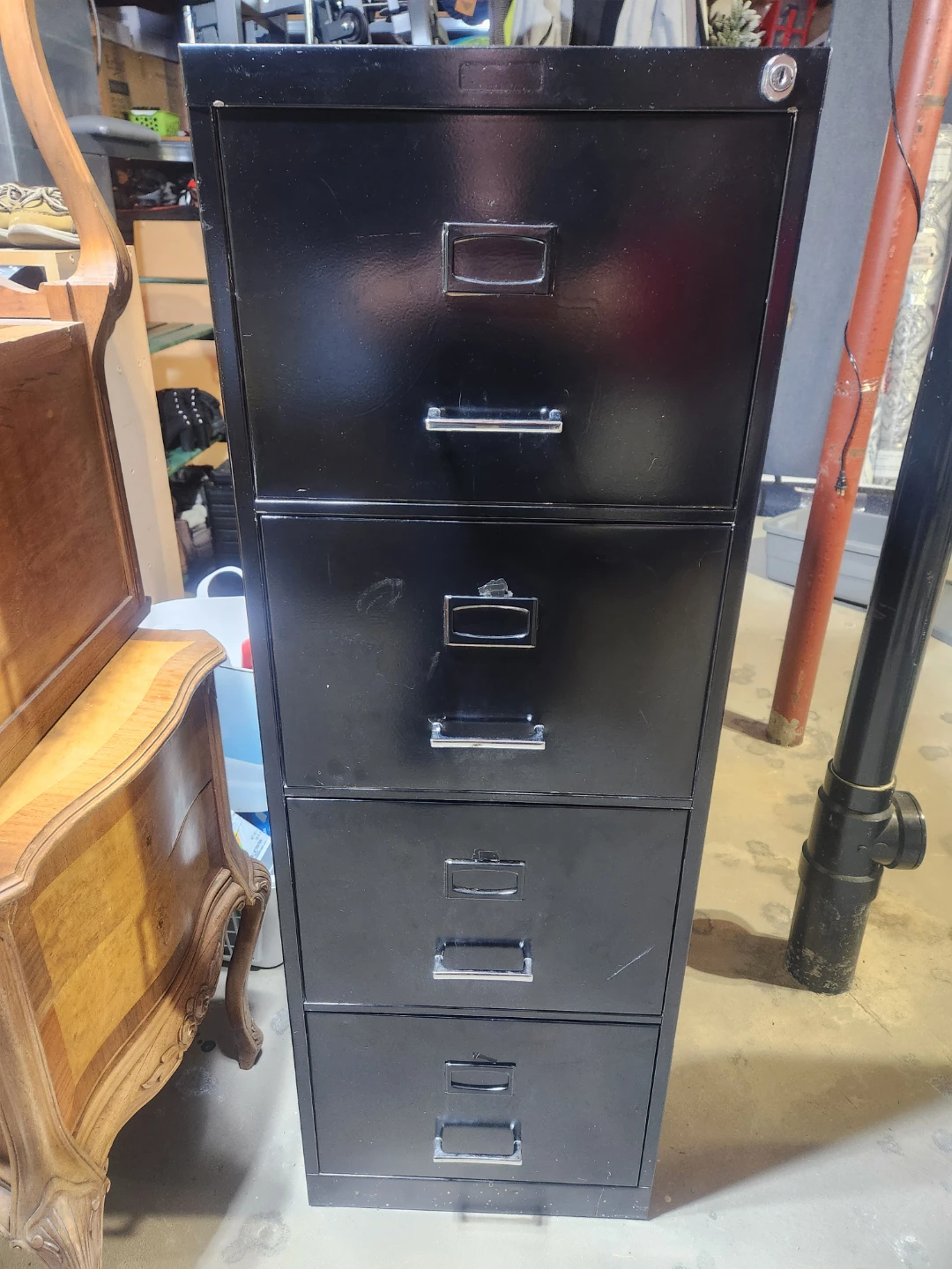 Black 4-Drawer Metal Filing Cabinet