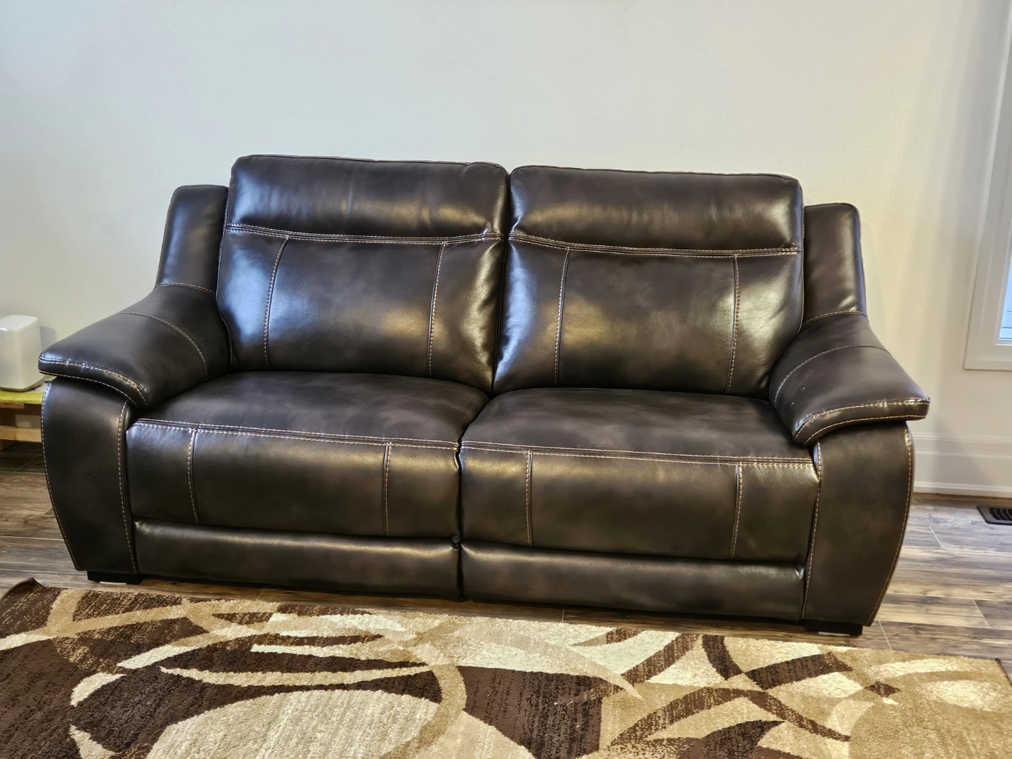 Dark Brown faux Leather Loveseat Sofa