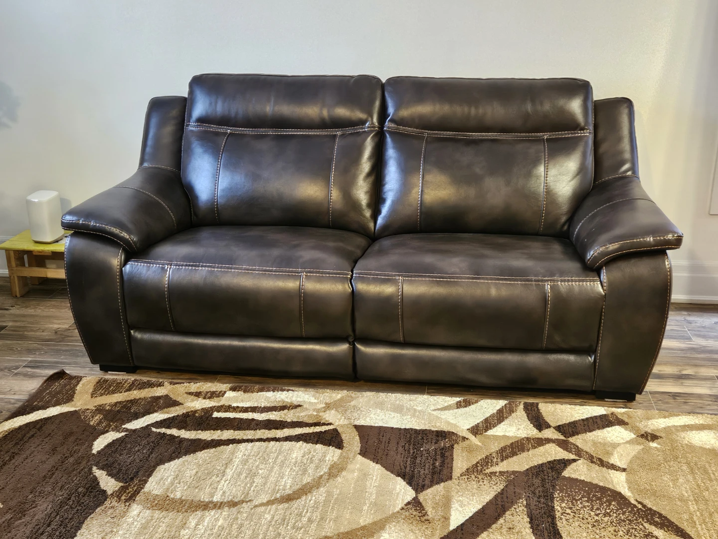 Dark Brown faux Leather Loveseat Sofa - photo 2