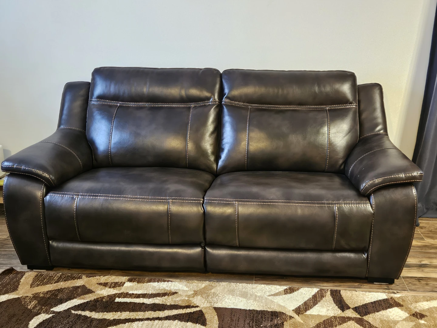 Dark Brown faux Leather Loveseat Sofa - photo 5