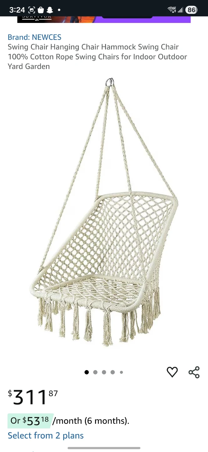 NEWCES Macrame Hanging Chair Hammock Swing Chair - photo 5