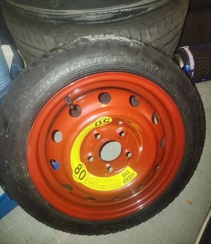 Spare Tire with Red Rim
