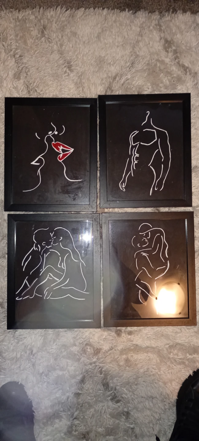 Set of 4 Framed Abstract Line Art Prints - photo 2