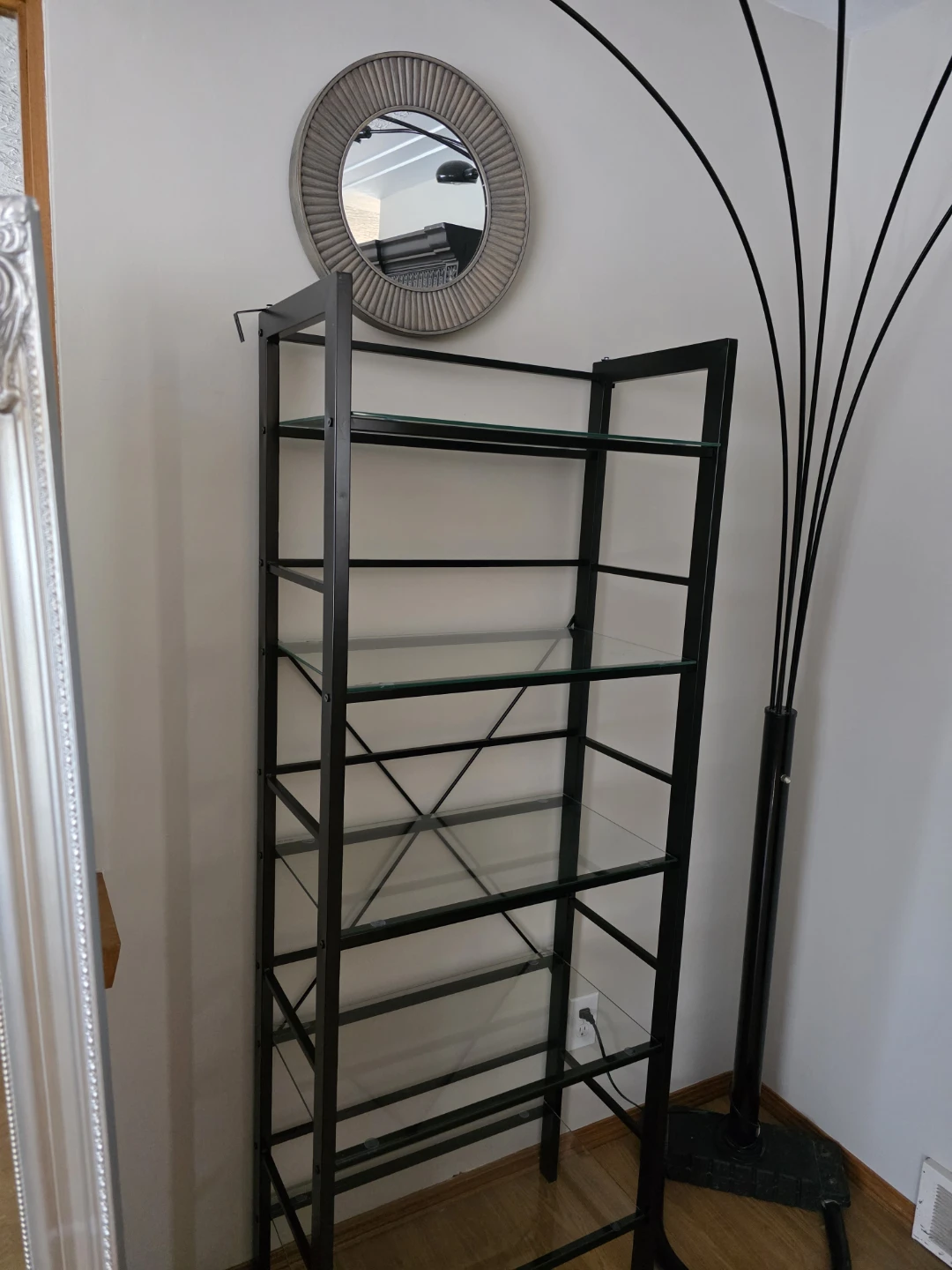 Black Steel and Glass Bookshelf