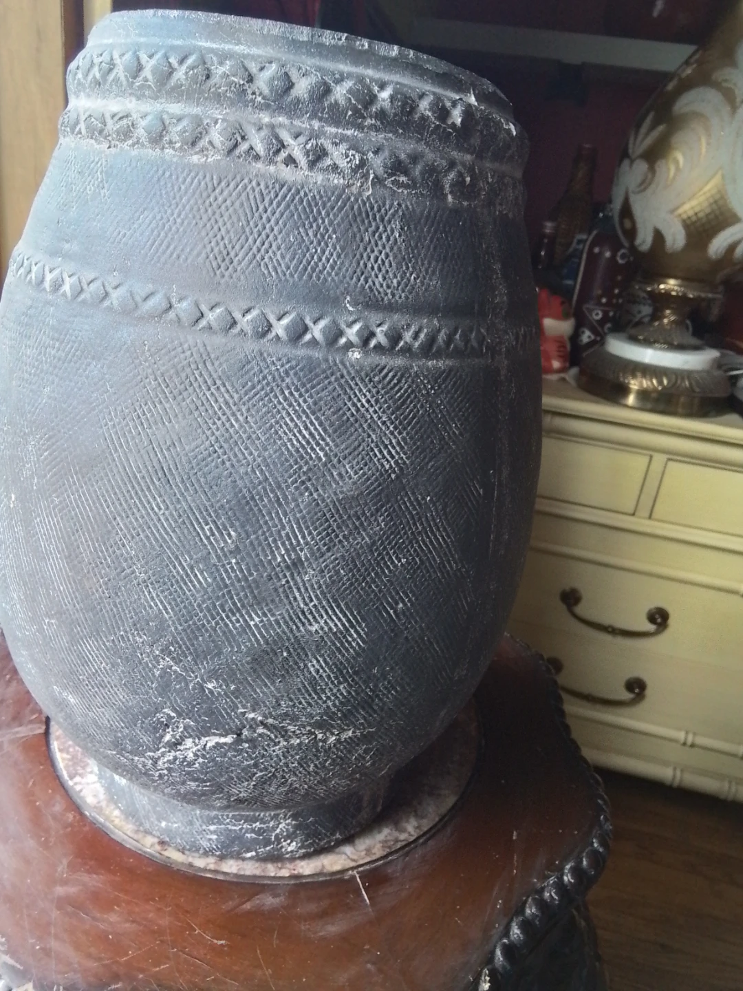 Vintage Hand-Textured Artisan Pottery Vessel 10x7" - photo 2