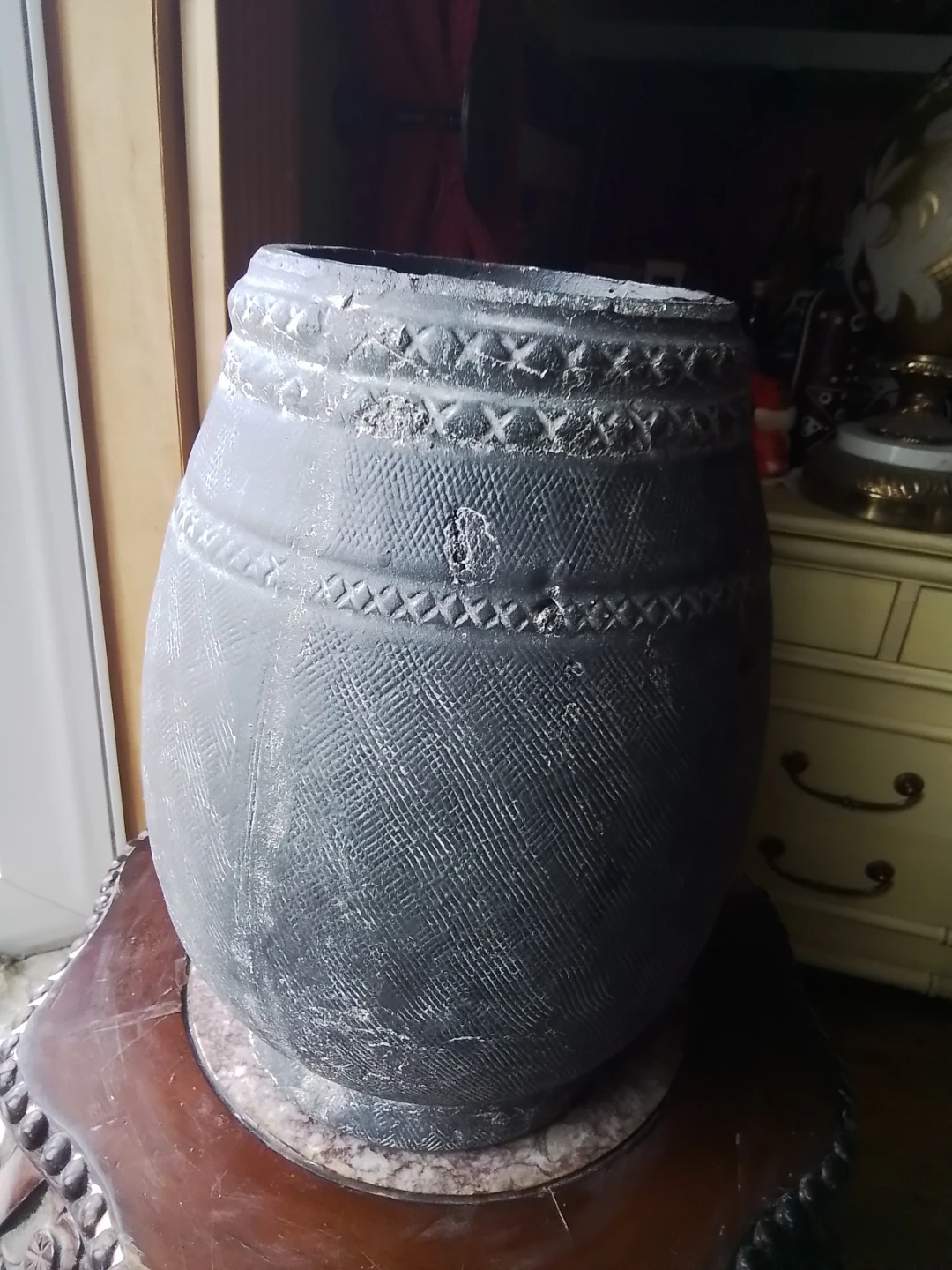 Vintage Hand-Textured Artisan Pottery Vessel 10x7" - photo 3