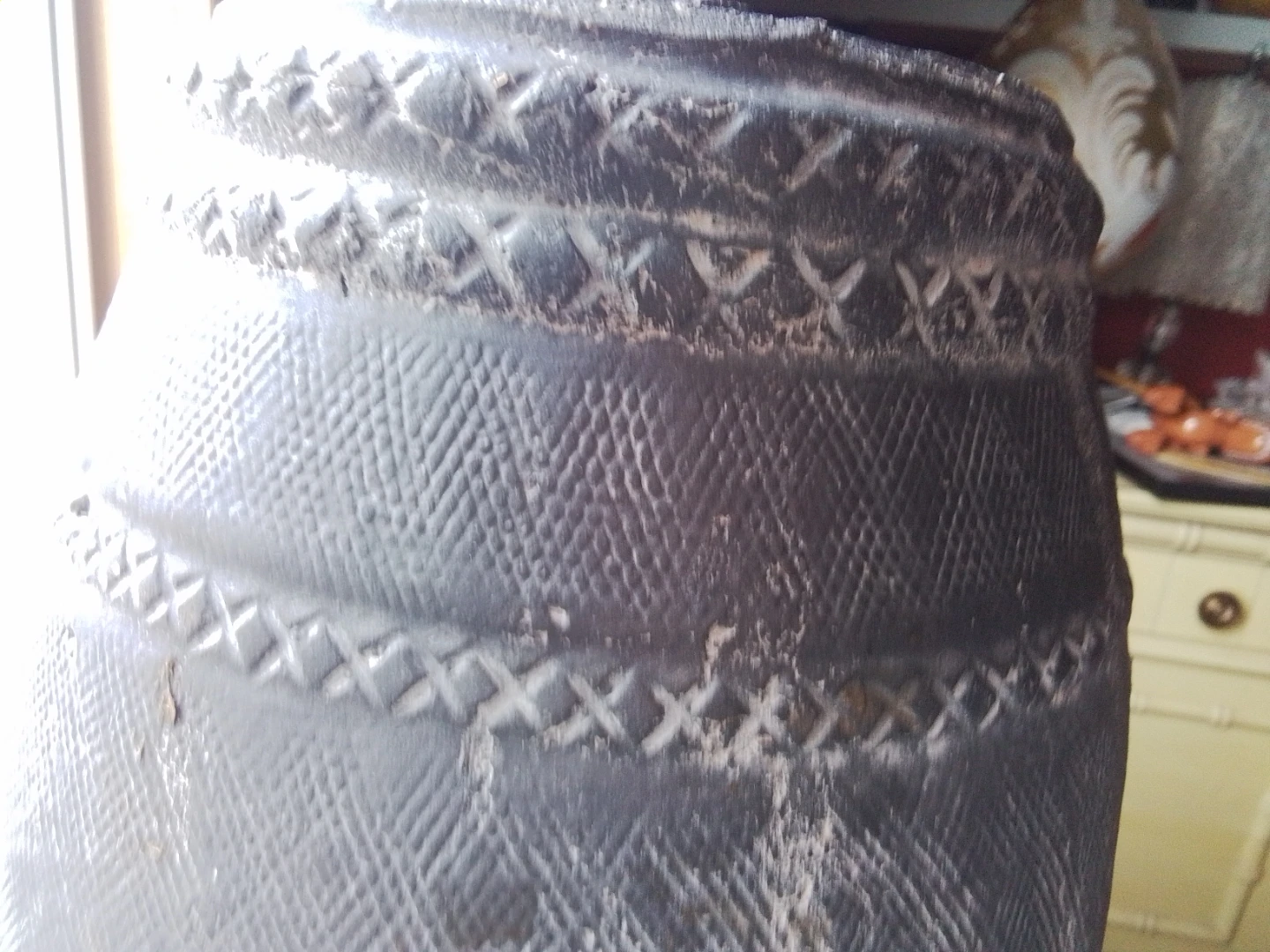 Vintage Hand-Textured Artisan Pottery Vessel 10x7" - photo 4
