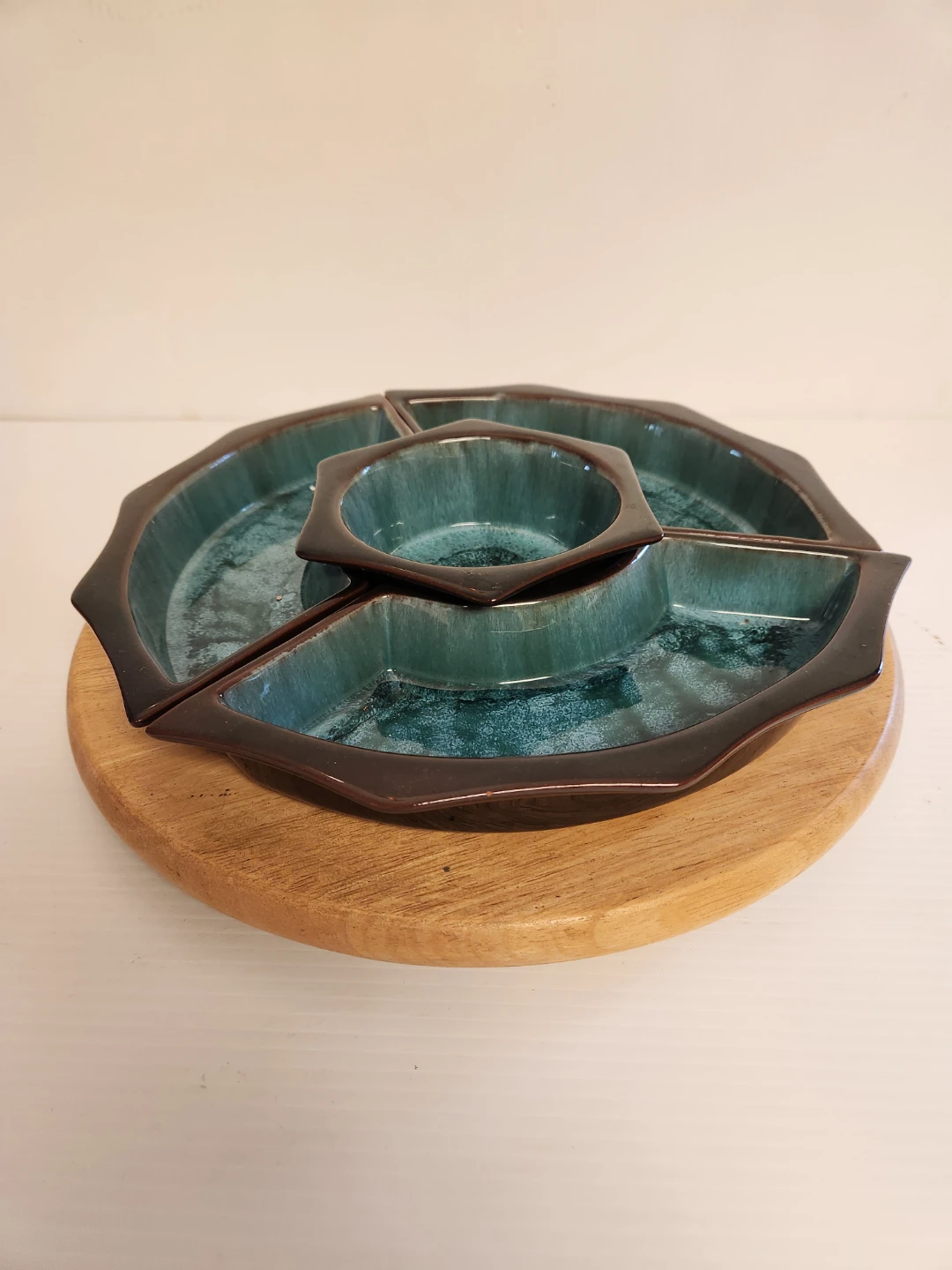 Blue Mountian Ceramic Divided Serving Platter with Center Bowl