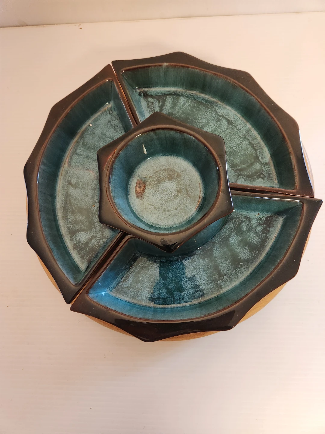 Blue Mountian Ceramic Divided Serving Platter with Center Bowl - photo 2