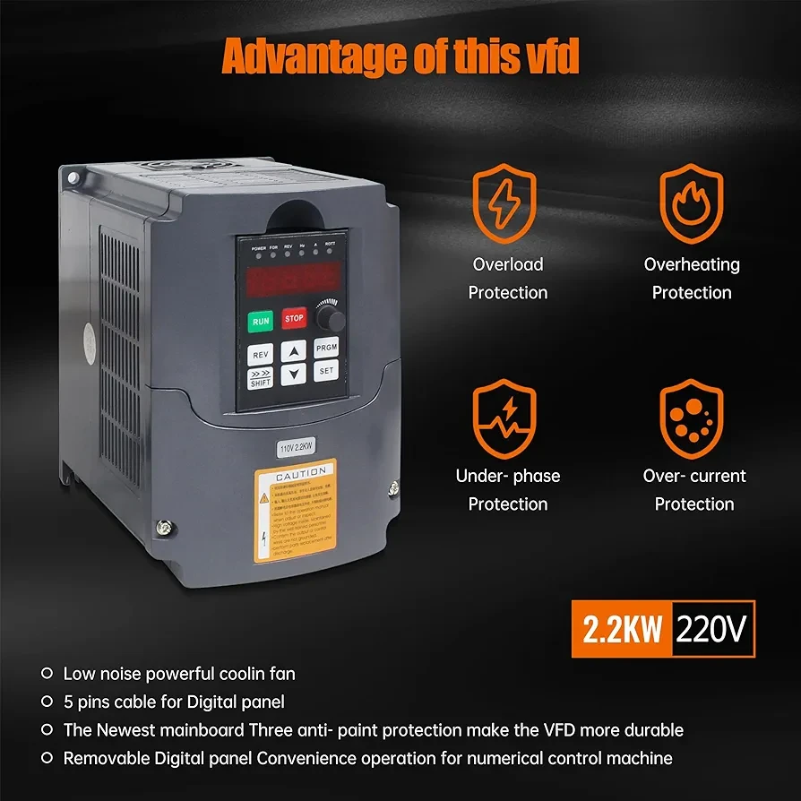 2.2KW 220V Spindle Motor with VFD and Mounting Bracket - photo 4