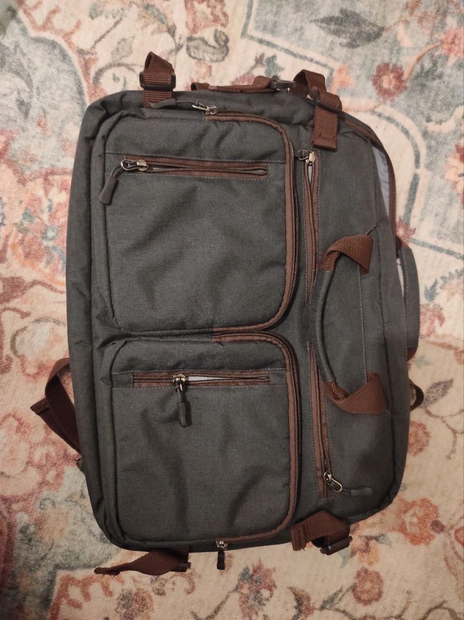 Grey Multi-Pocket Backpack/Briefcase