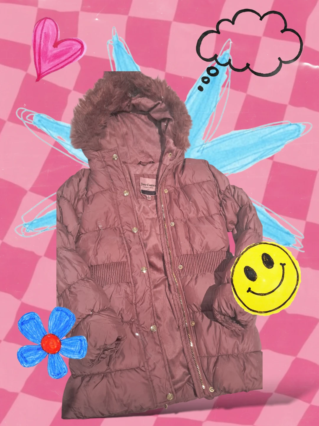 Juicy Couture Puffer Coat with Fur Hood