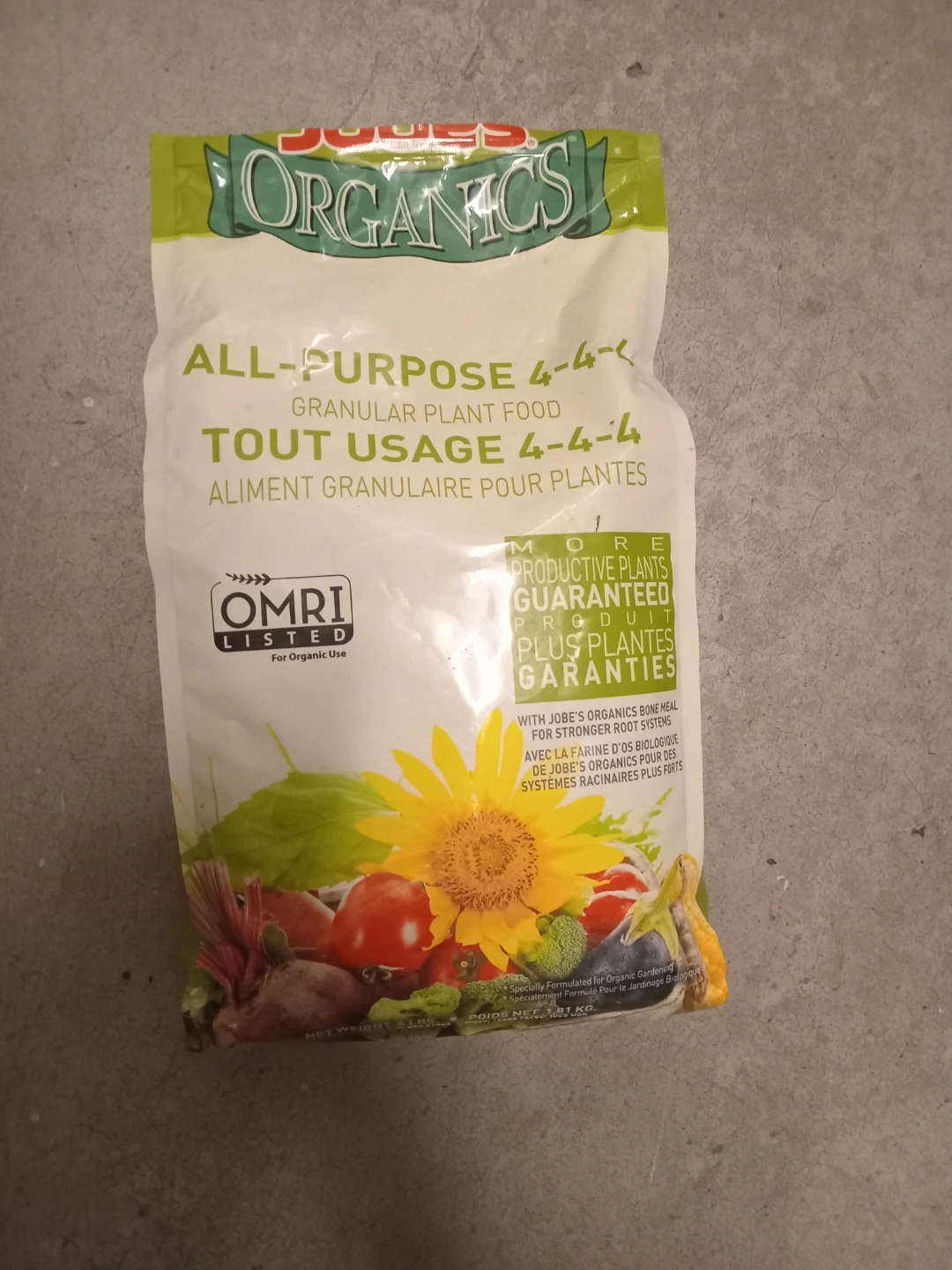 Jobe's Organics All-Purpose 4-4-4 Granular Plant Food 1.81 kg
