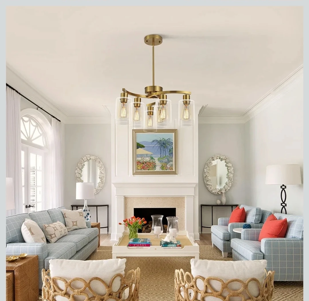 6-Light Gold Chandelier with Clear Glass Shades - photo 4