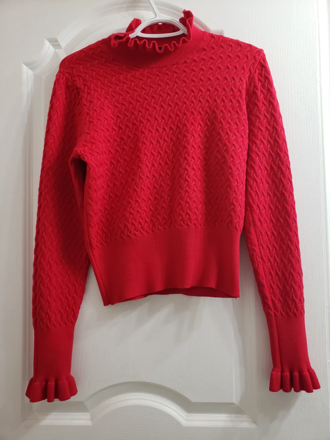 On 12th Red Knit Sweater - can fit small to large.stretchy