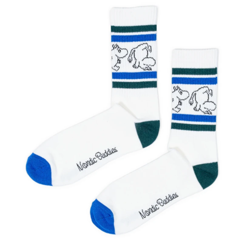 Retro striped men's crew socks Nordic Buddies Moomintroll Socks