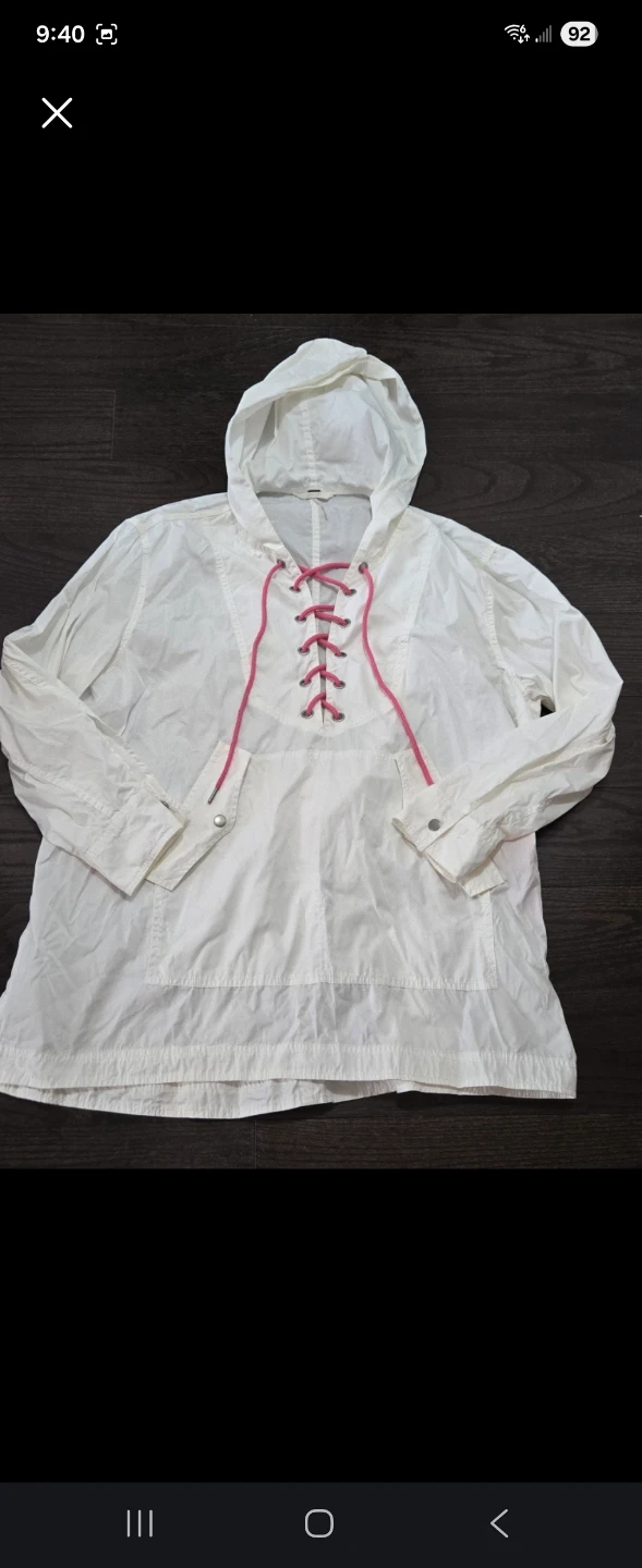 FREE PEOPLE White Lace-Up Hooded Pullover