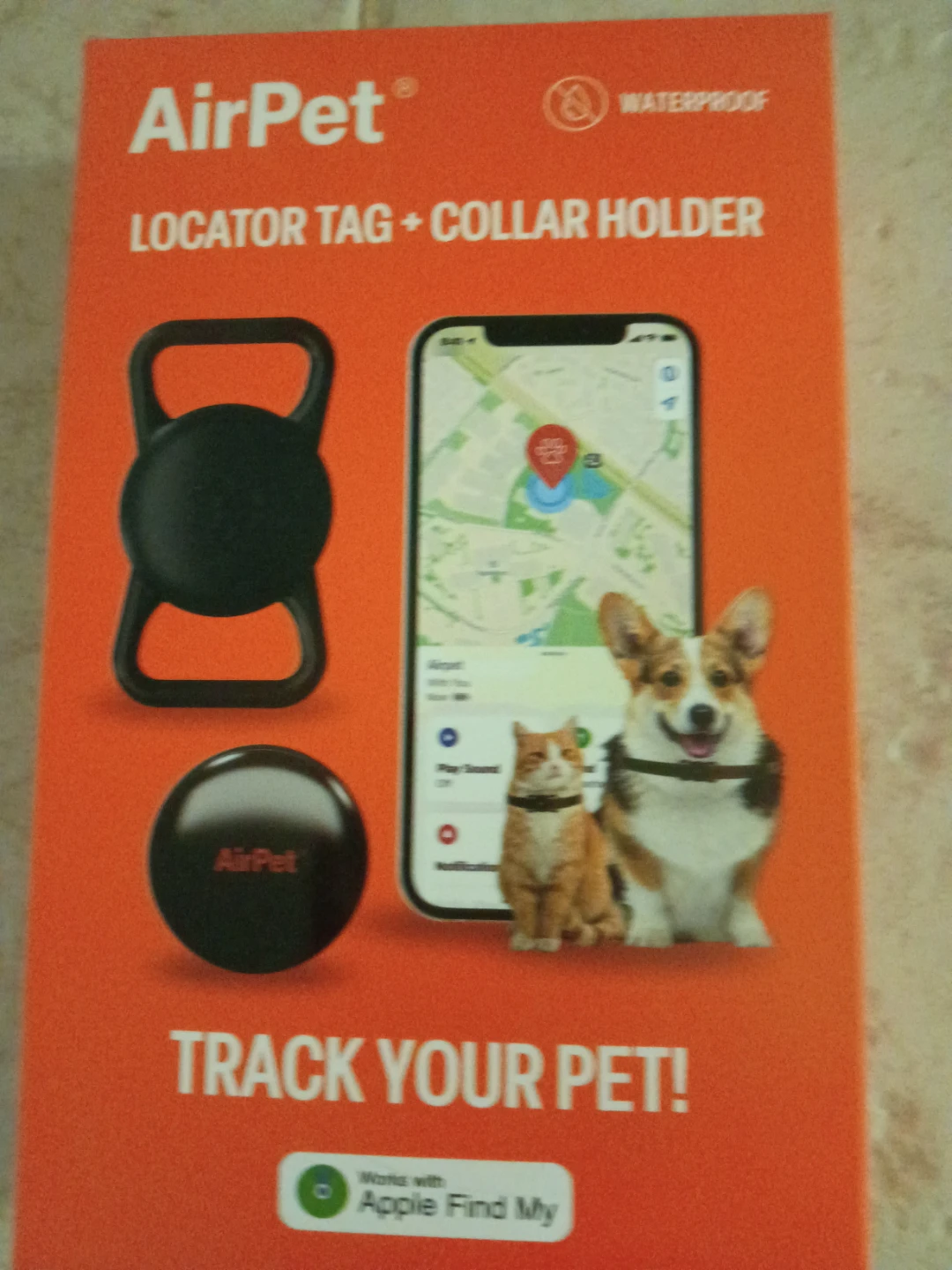 AirPet Locator Tag + Collar Holder - Black