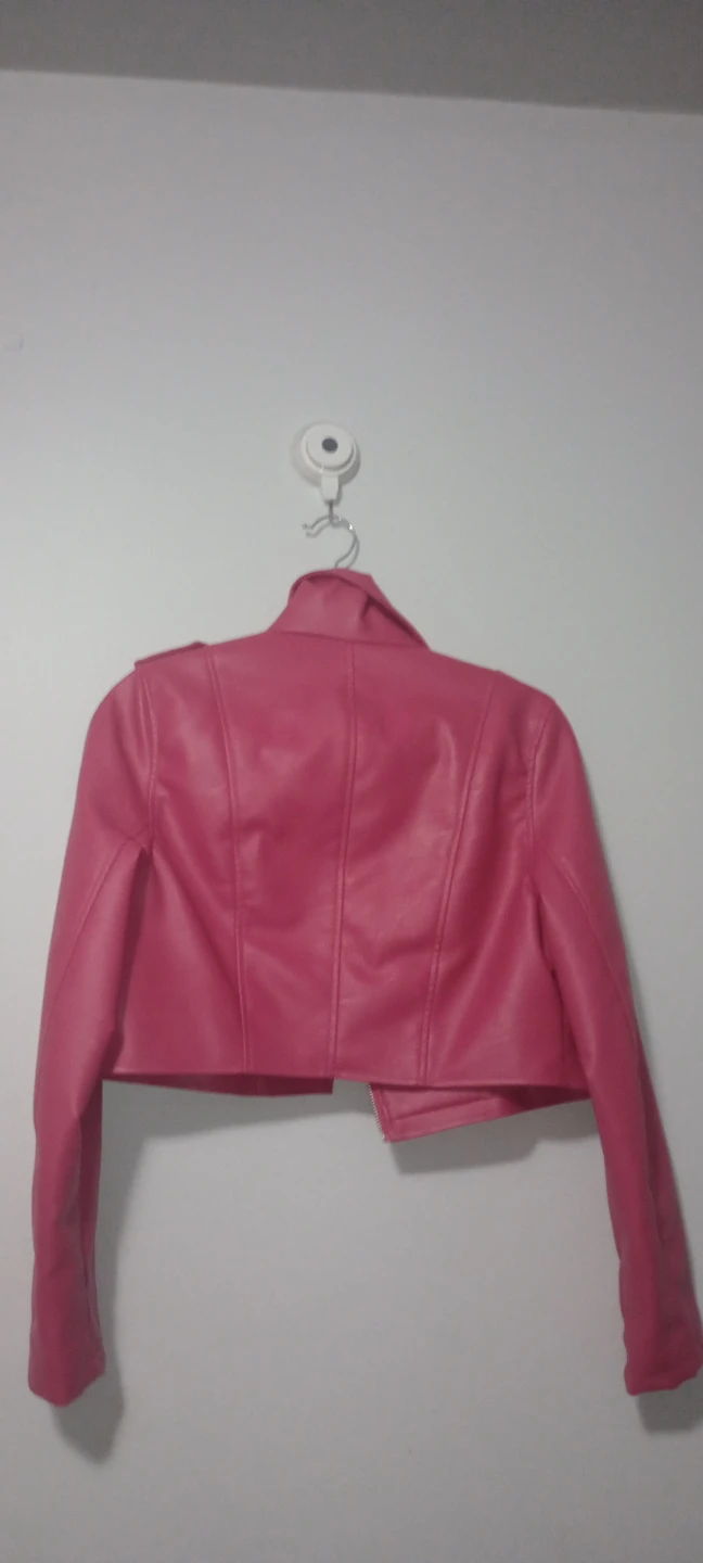 LOVE TREE Pink Faux Leather Moto Jacket - Medium - photo 4