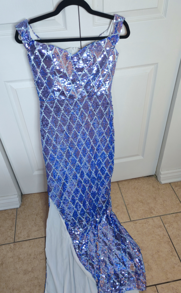 Blue Sequin Split Mermaid Dress Size S