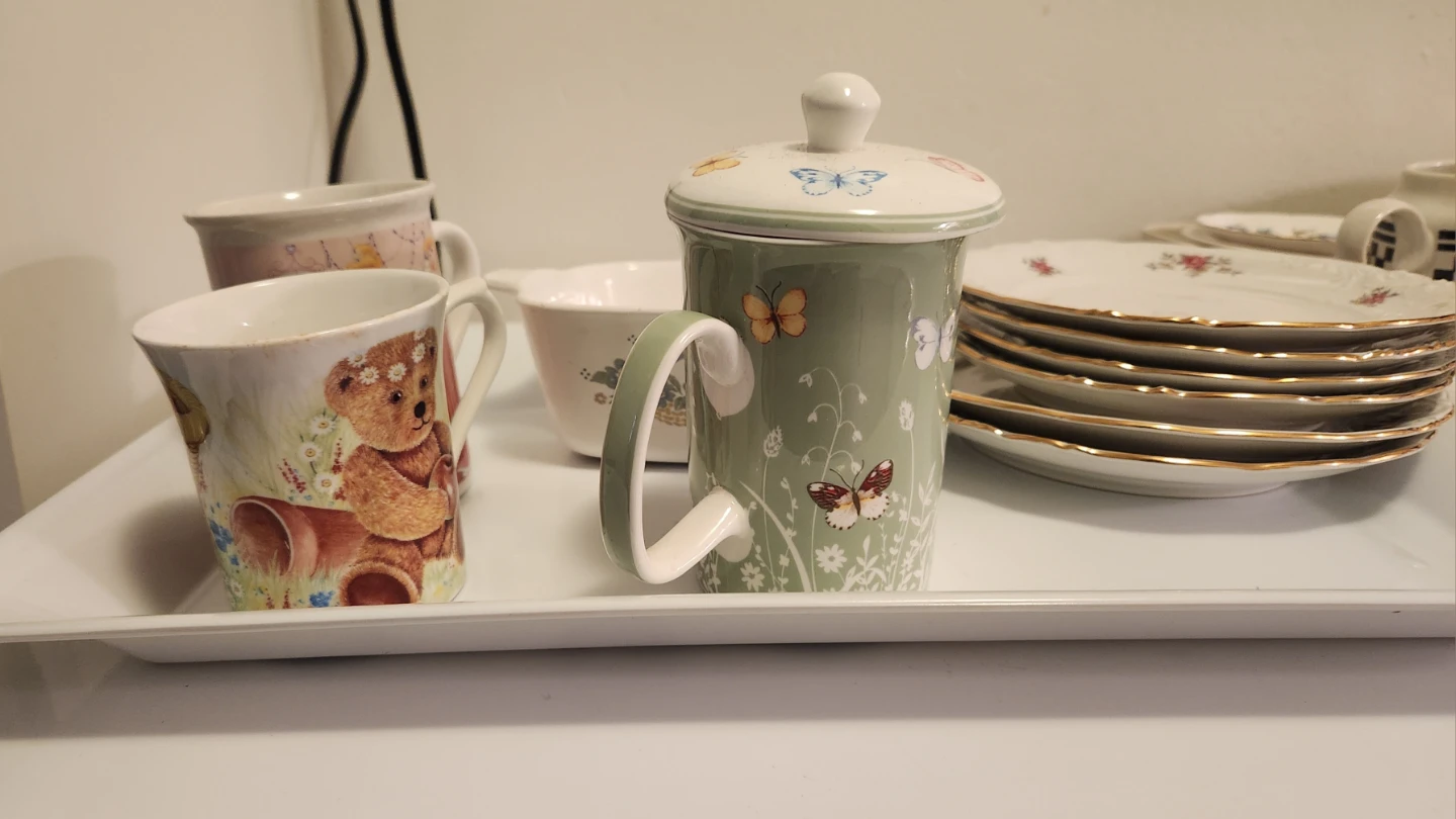 CorningWare Baking Dish and Assorted Mugs and Plates