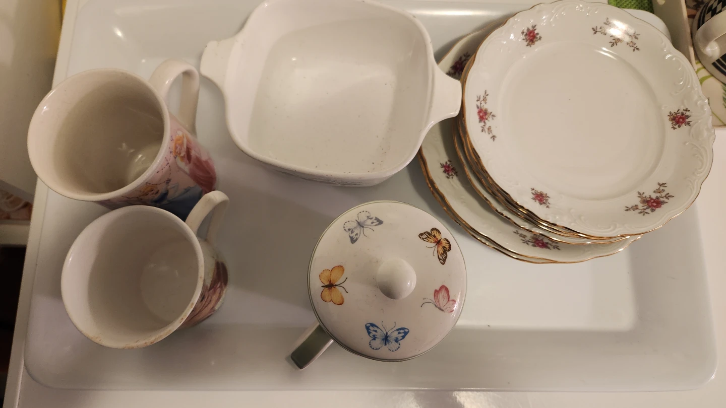 CorningWare Baking Dish and Assorted Mugs and Plates - photo 2