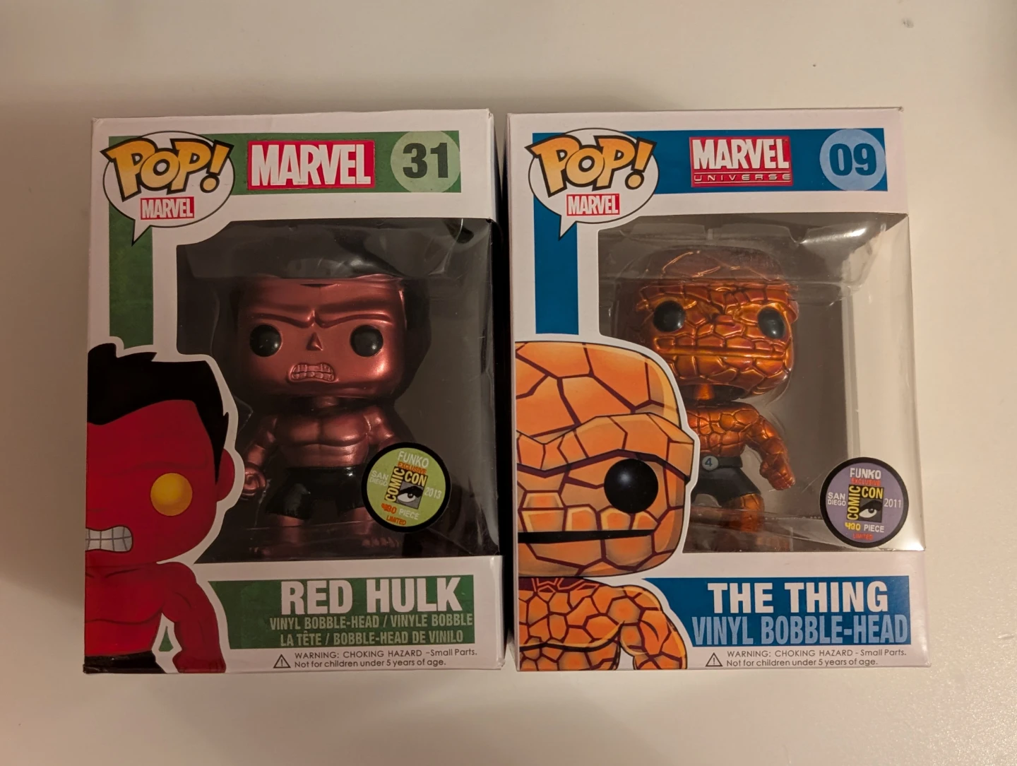 Replica The Thing & Red Hulk Metallic SDCC Funko Pops