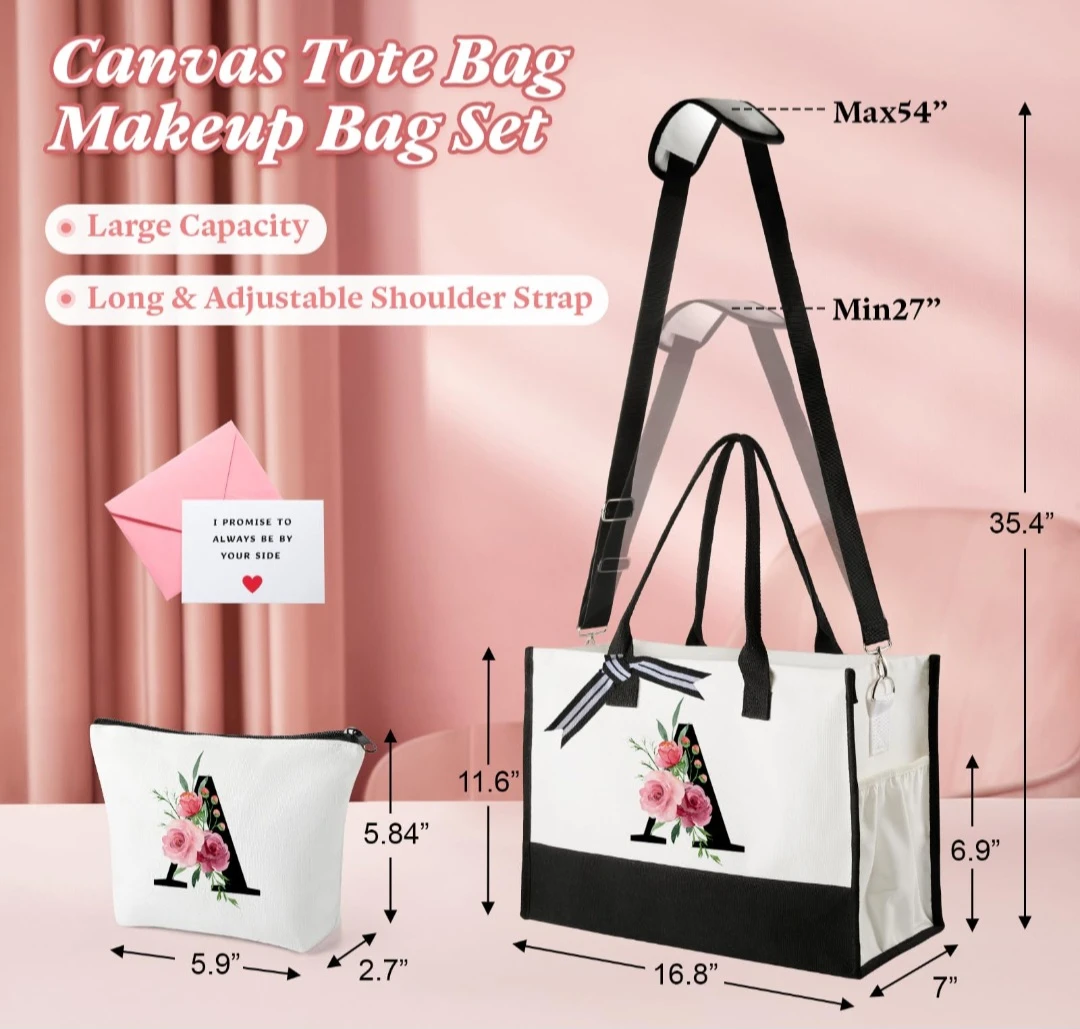 Canvas Tote Bag and Makeup Bag Set-L - photo 5