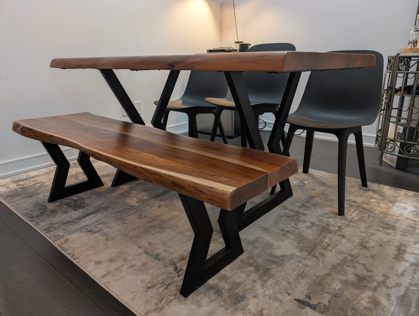 Live Edge Solid Wood Dining Table and Bench Set - photo 2