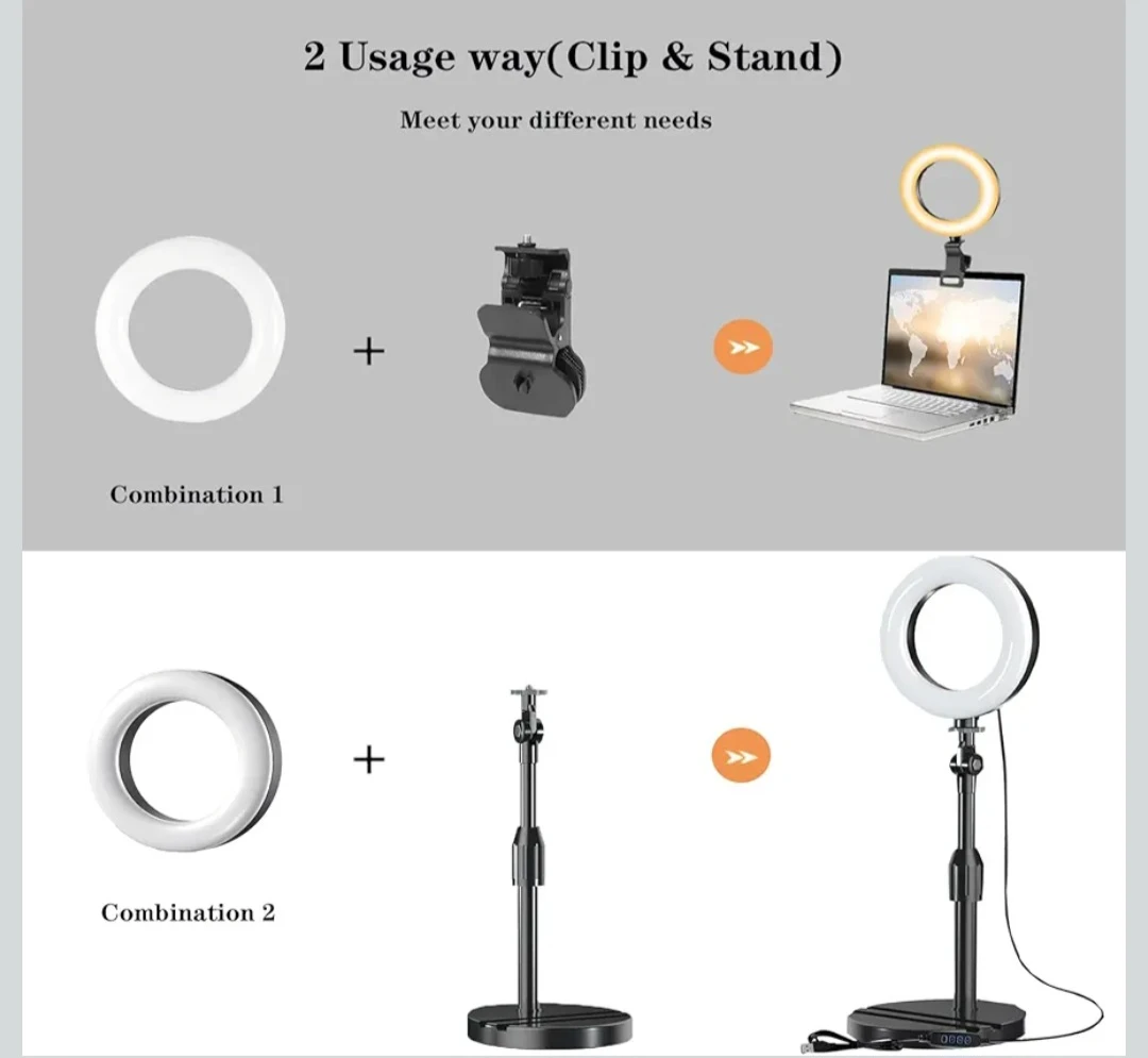 Upgraded Ring Light with Adjustable Stand & Clip - photo 2