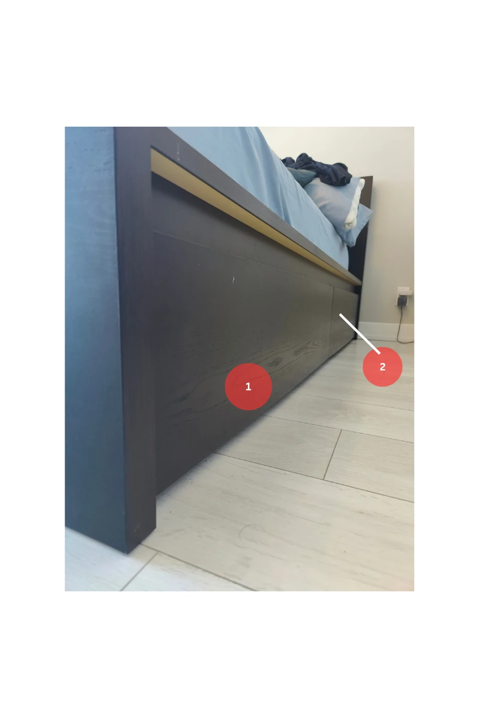 4 Dark Wood Bed Storage Drawers