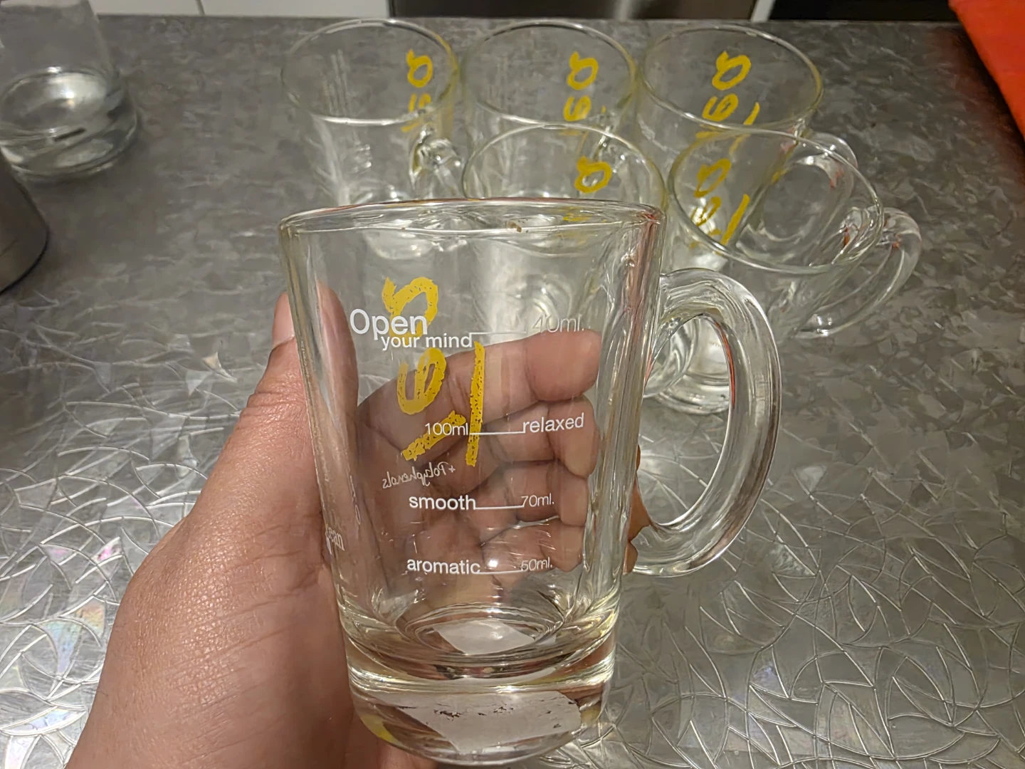 Set of 6 "Open your mind" glass mugs - photo 3