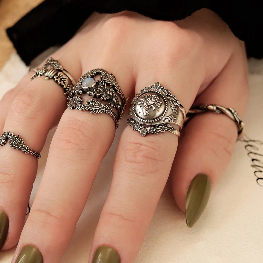 Sterling Silver 925 Selene's Twilight Crescent Moon Ring (US S7) - photo 4