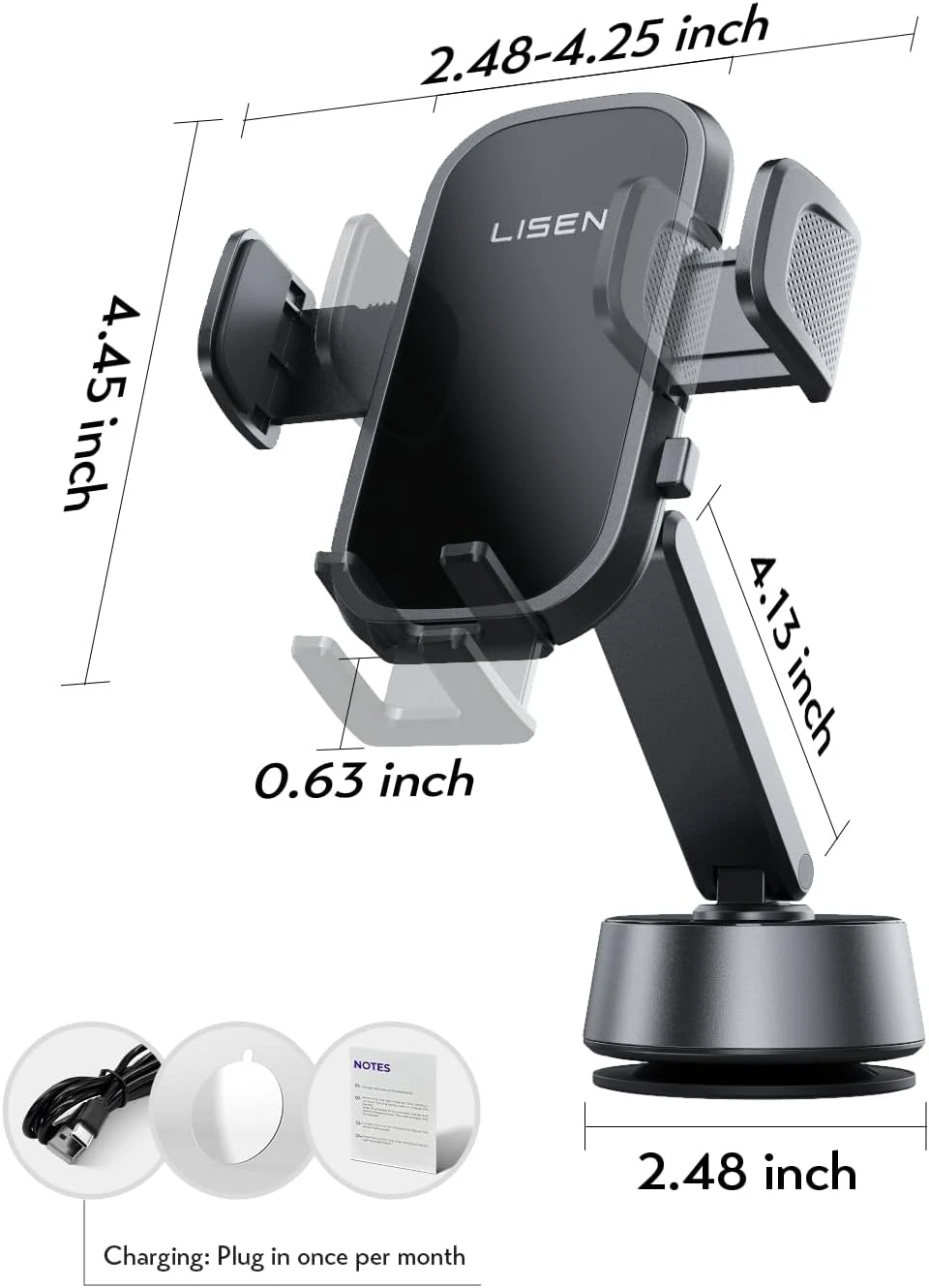 LISEN Electric Retractable Car Phone Mount, - photo 2