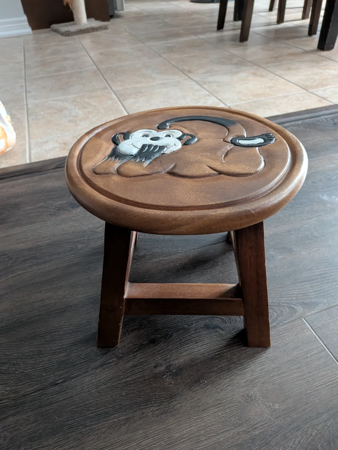 Wooden Monkey Wall Hook and stool