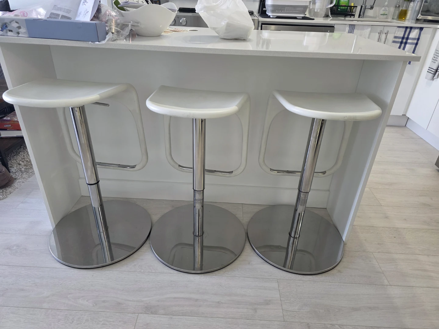 White Adjustable Bar Stools