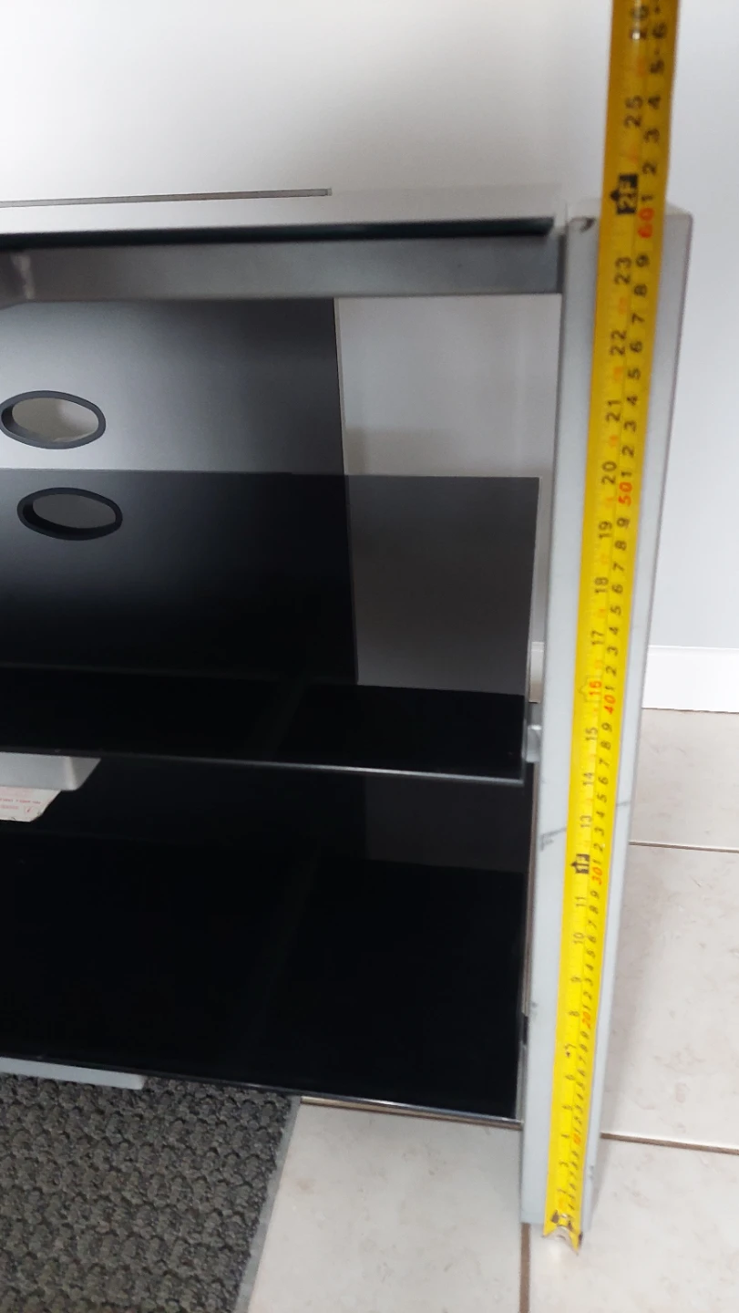 3-Tier TV Stand with Black Glass Shelves - photo 3
