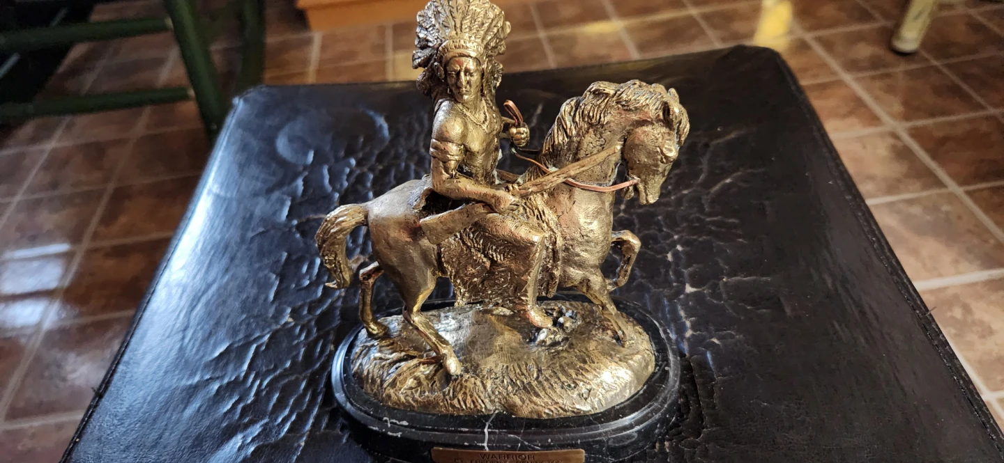 Native American Warrior on Horseback Figurine