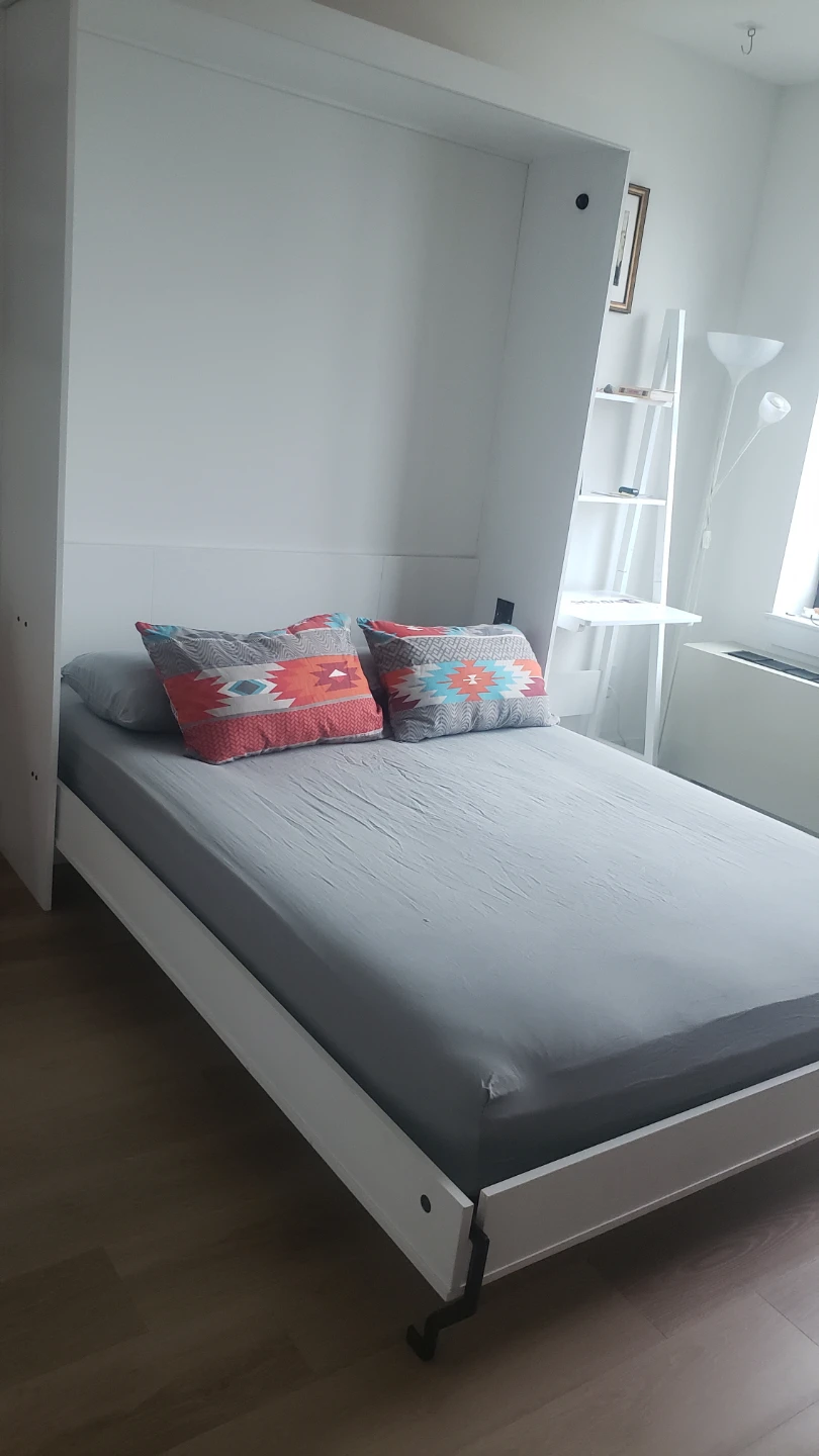 Wooden White Wall (Murphy) Bed with Queen Mattress - photo 2