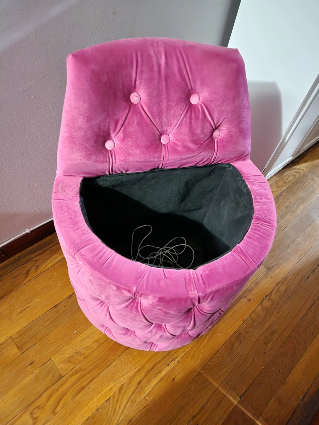 Pink Velvet Tufted Storage Ottoman Bench - photo 2