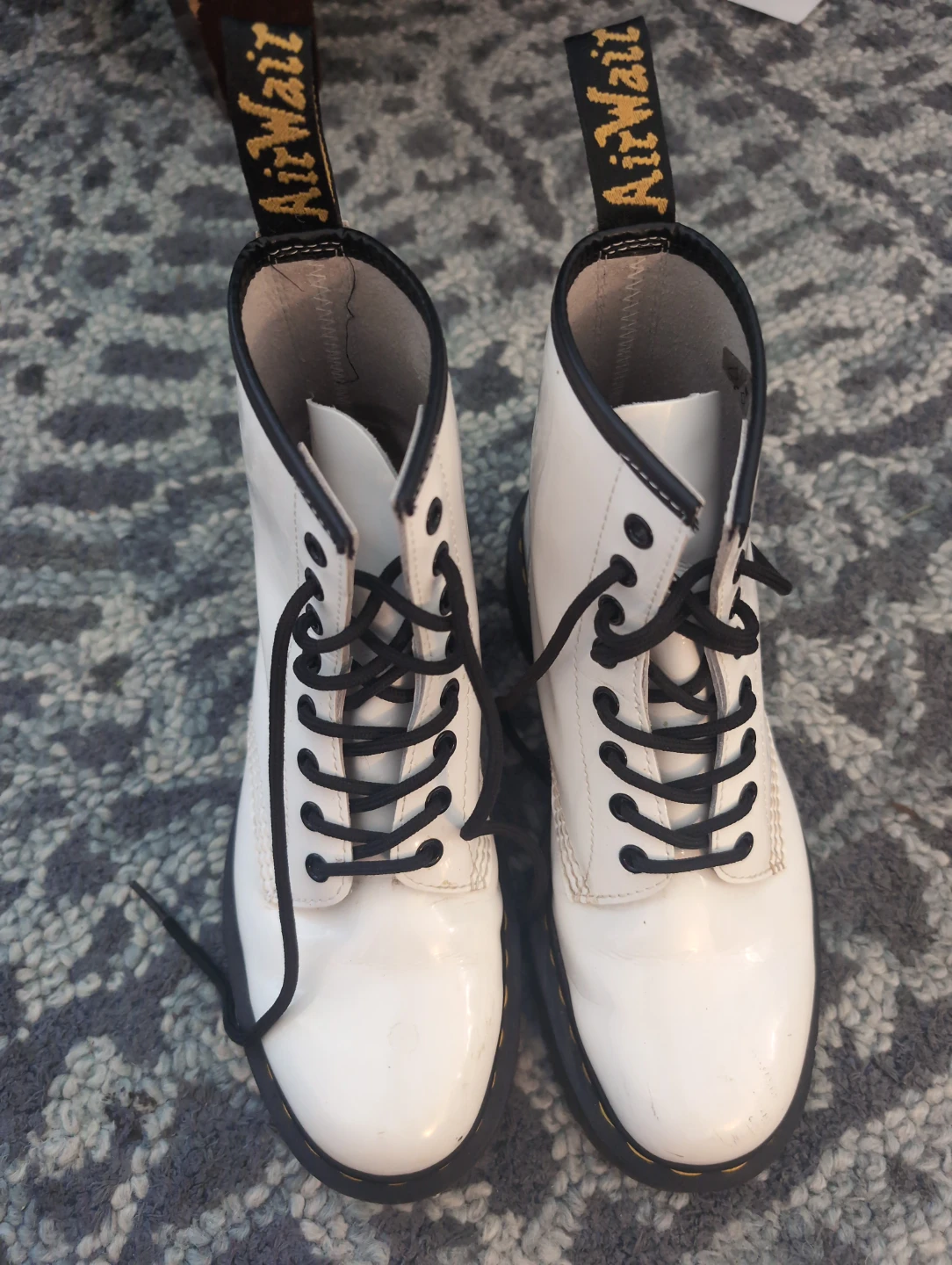 Dr. Martens White Patent Leather Platform Boots