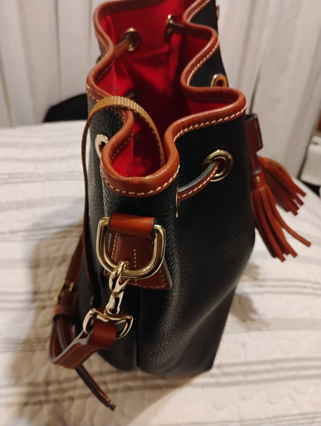 Dooney & Bourke Black Leather Bucket Bag