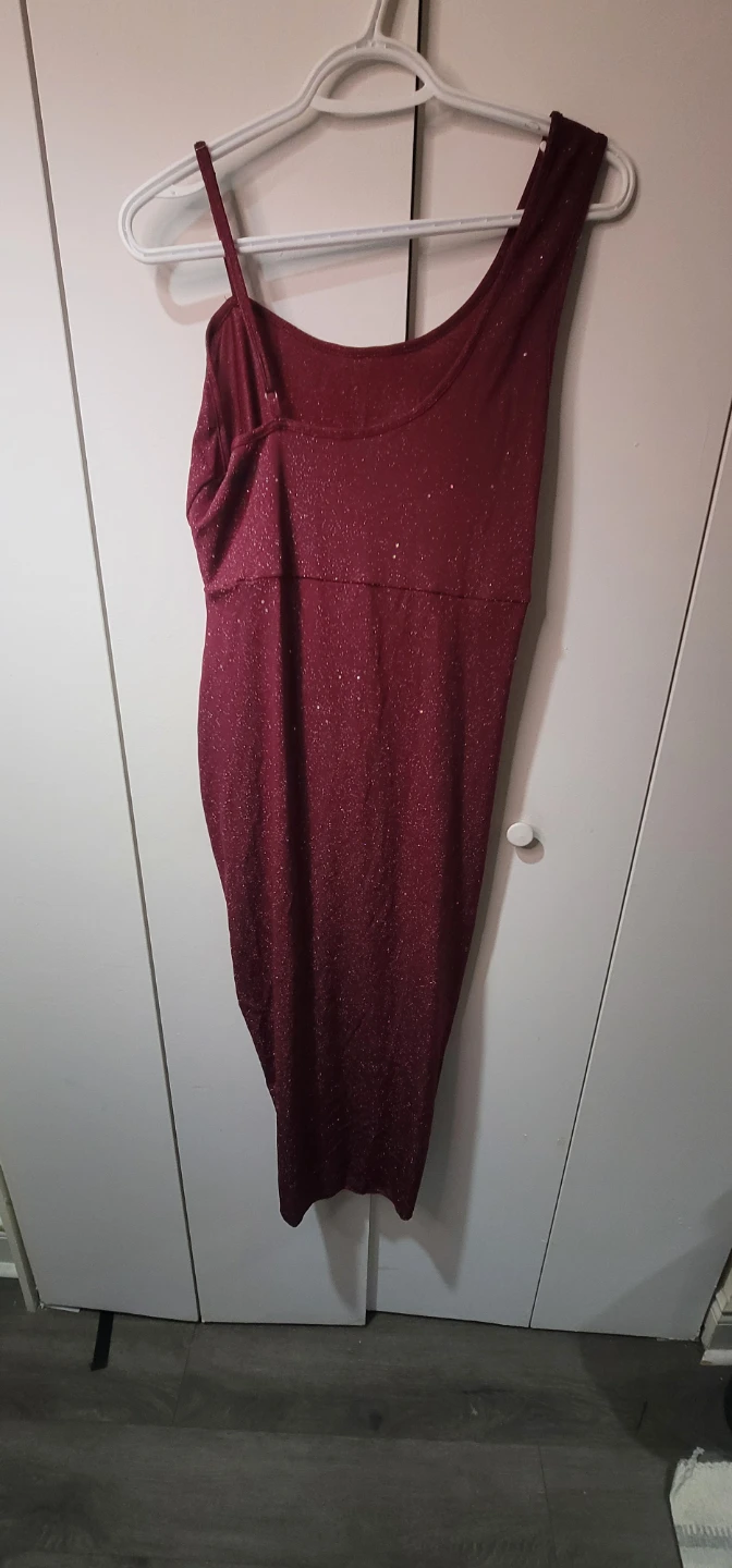 Maroon Sparkle One-Shoulder Dress - photo 3