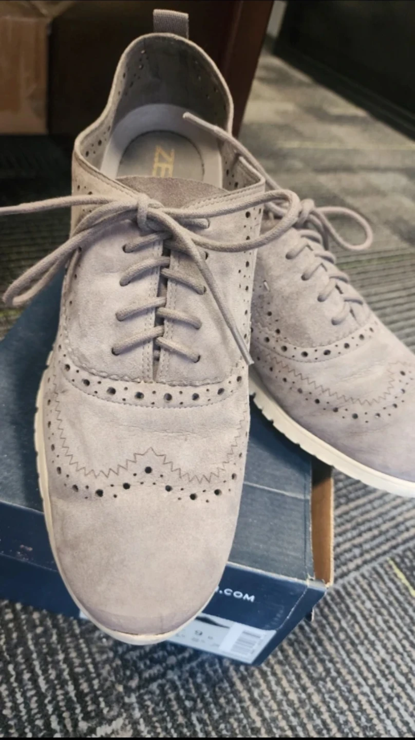 Cole Haan Grand Wingtip Oxford Shoes - Grey Suede Womens - photo 2