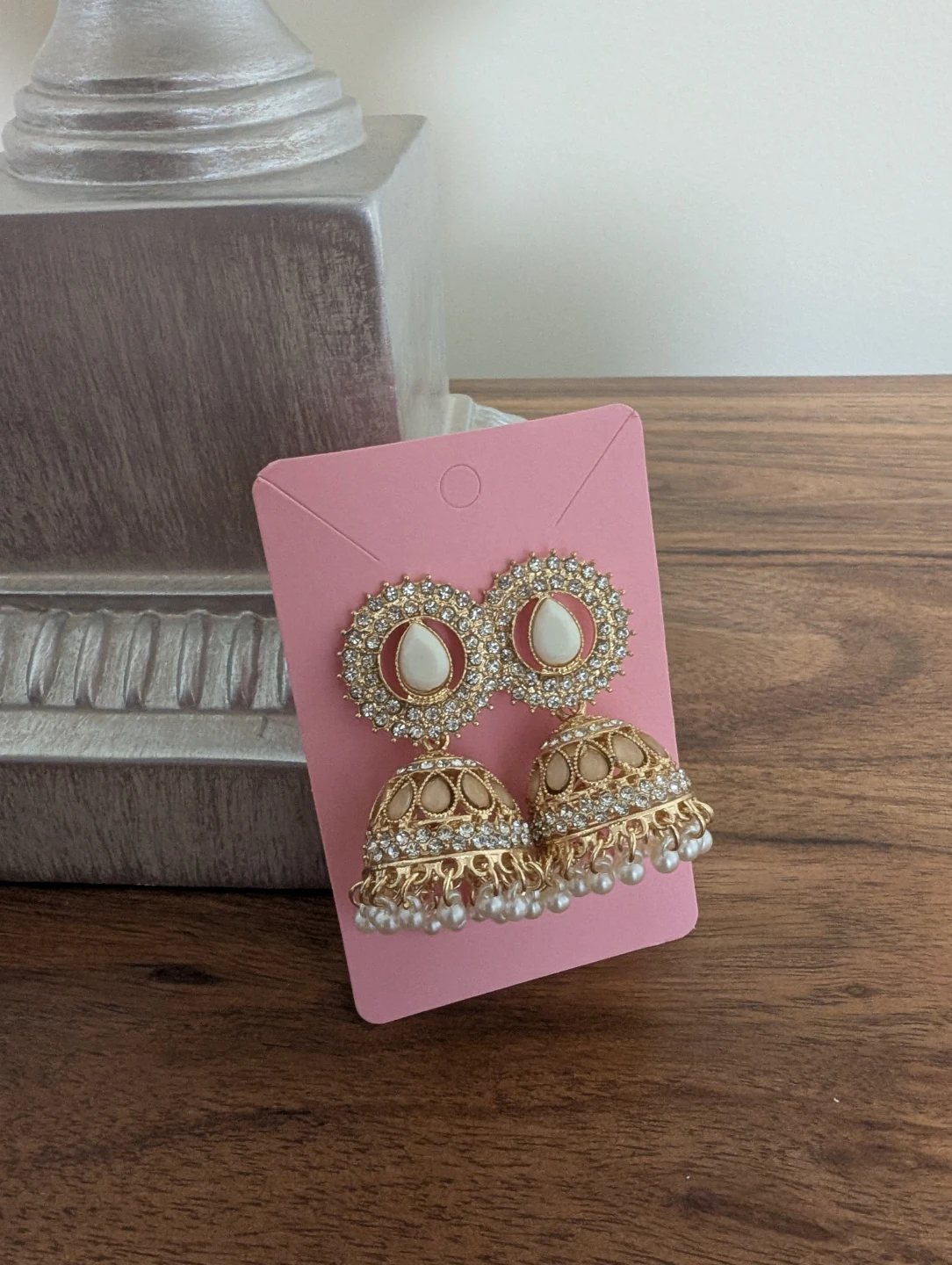 NUSH Gold Jhumka Earrings with box