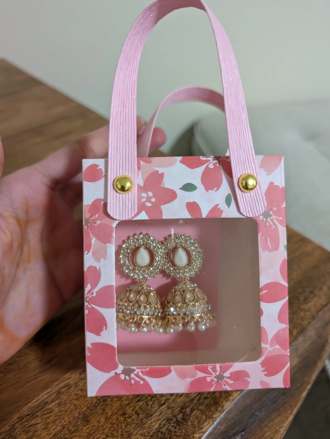 NUSH Gold Jhumka Earrings with box - photo 3