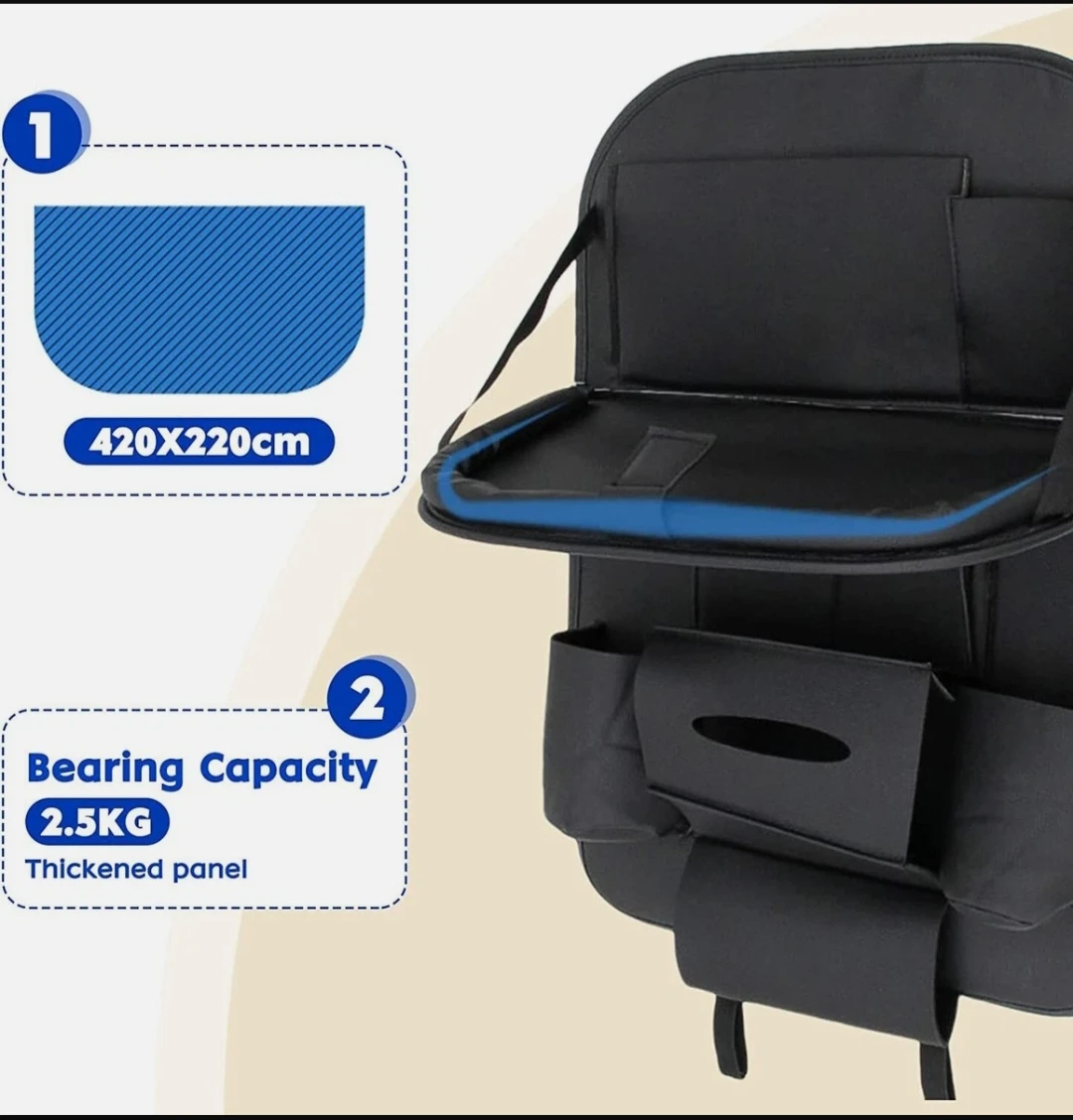 2 pack Car Back Seat Organiser Foldable Tray Multi Pocket ...