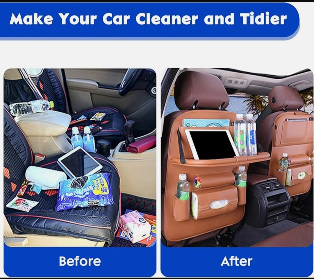 2 pack Car Back Seat Organiser Foldable Tray Multi Pocket ... - photo 4