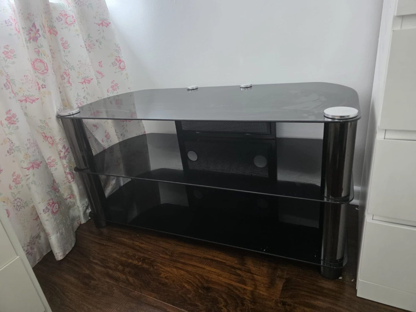 Black Glass 3-Shelf TV Stand - photo 5