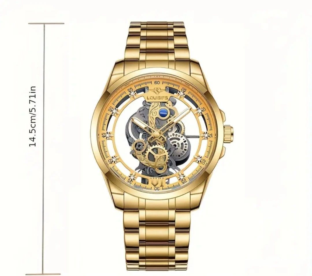 LOUISIFS Automatic Skeleton Watch - Gold - photo 2